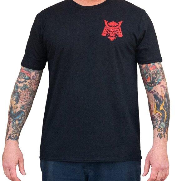 Samurai Skull Men's Custom Tattoo Art Black & Red Tee S-M-L-XL-2XL NWT - Picture 2 of 5